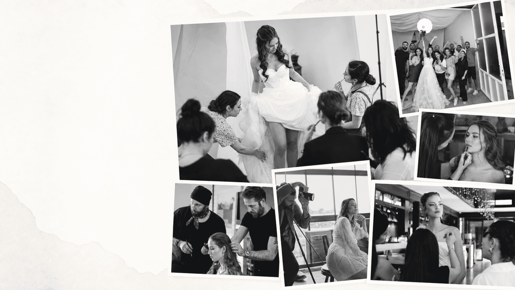 Gelinlik çekiminde hazırlık yapan The Wedding ekibi